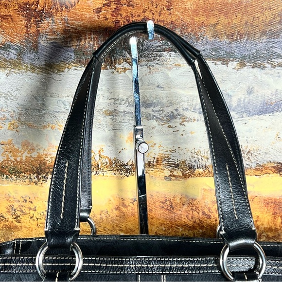 Coach Signature Soho Satchel Black Jacquard and Leather Vintage Great Condition - Picture 6 of 13